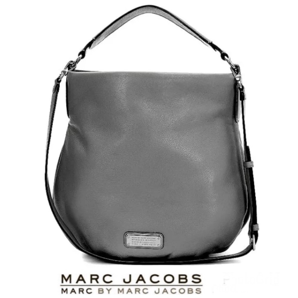 MARC JACOBS Q Hillier Grey Leather Hobo Crossbody Shoulder Bag